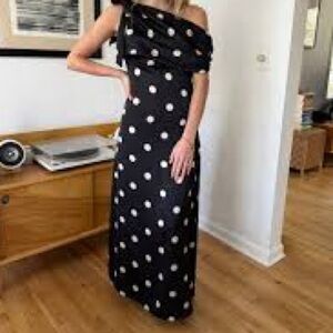 Sage One Shoulder Black and White Dress